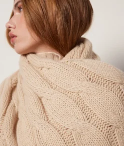 Coperta con motivo a trecce in Cashmere