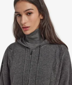 Felpa con trecce e strass in Cashmere Ultrasoft