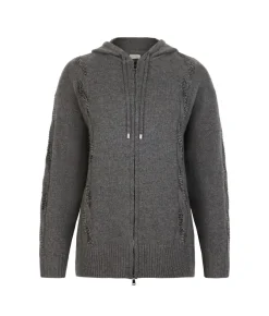 Felpa con trecce e strass in Cashmere Ultrasoft