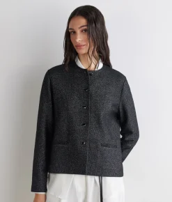 Giacca crop lamé in cotone