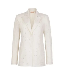 Giacca gessata in lana con paillettes