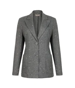 Giacca gessata in lana con paillettes