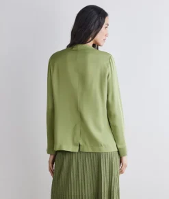 Giacca in raso opaco con inserti in maglia