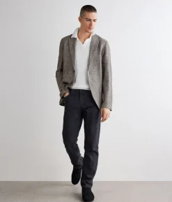 Giacca jersey spinata in lino e cotone