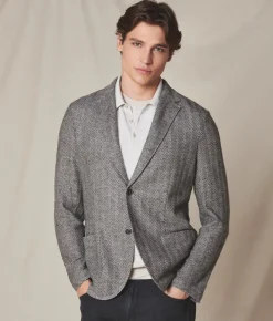 Giacca jersey spinata in lino e cotone