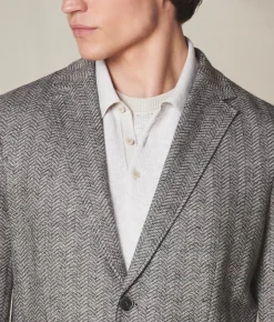 Giacca jersey spinata in lino e cotone