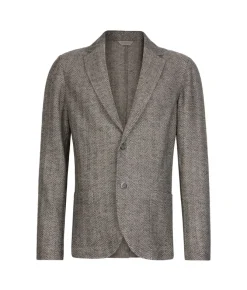 Giacca jersey spinata in lino e cotone