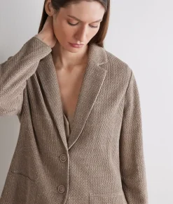Giacca moulinè in cotone lino