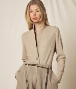 Giacca moulinè in cotone lino