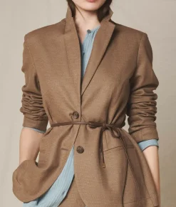 Giacca waffle in lino cotone