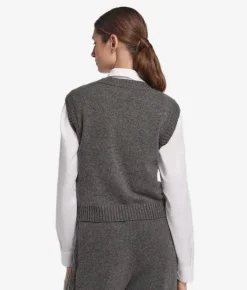 Gilet con trecce e strass in Cashmere Ultrasoft
