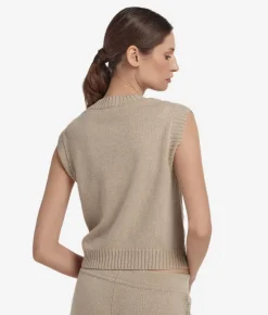 Gilet con trecce e strass in Cashmere Ultrasoft