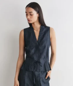 Gilet in lino lamè