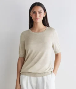Girocollo a maniche corte in Cashmere Silkfine
