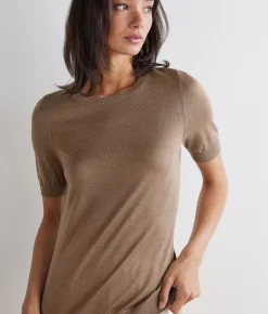 Girocollo a maniche corte in Cashmere Silkfine