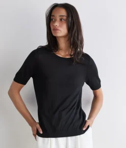 Girocollo a maniche corte in Cashmere Silkfine