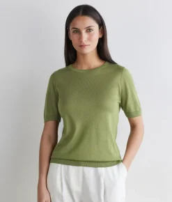 Girocollo a maniche corte in Cashmere Silkfine