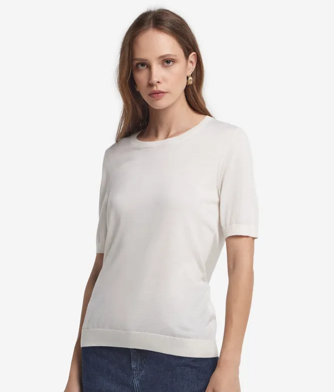 Girocollo a maniche corte in Cashmere Ultrafine
