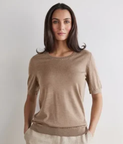 Girocollo a maniche corte in Cashmere Ultrafine