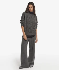 Girocollo con trecce e strass in Cashmere Ultrasoft