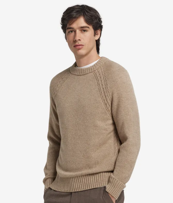 Girocollo con trecce in Ultrasoft Undyed Cashmere