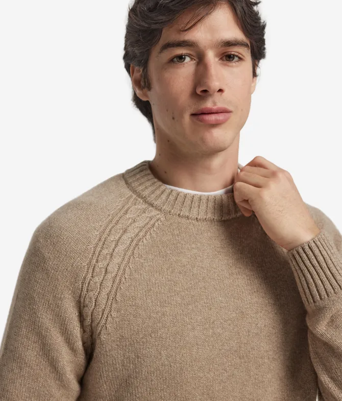 Girocollo con trecce in Ultrasoft Undyed Cashmere