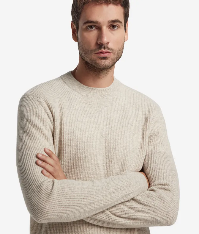 Girocollo punto waffle in Cashmere Ultrasoft