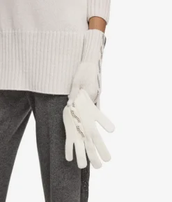 Guanti con trecce e strass in Cashmere Ultrasoft