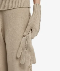 Guanti con trecce e strass in Cashmere Ultrasoft