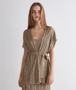 Kimono treccia coste lamé