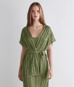 Kimono treccia coste lamé