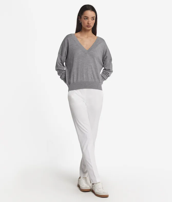 Maglia con doppio scollo a V in Cashmere Ultrafine