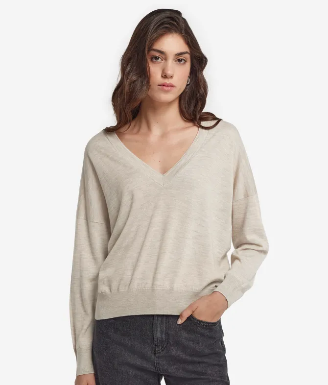 Maglia con doppio scollo a V in Cashmere Ultrafine
