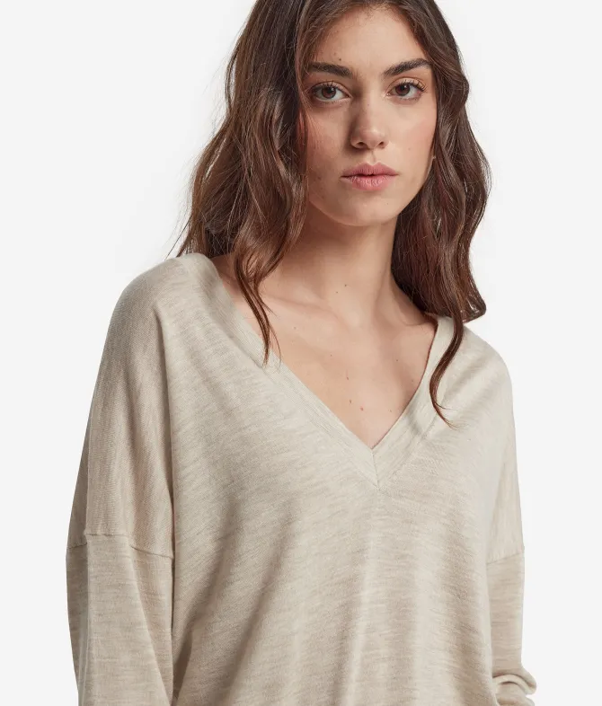 Maglia con doppio scollo a V in Cashmere Ultrafine