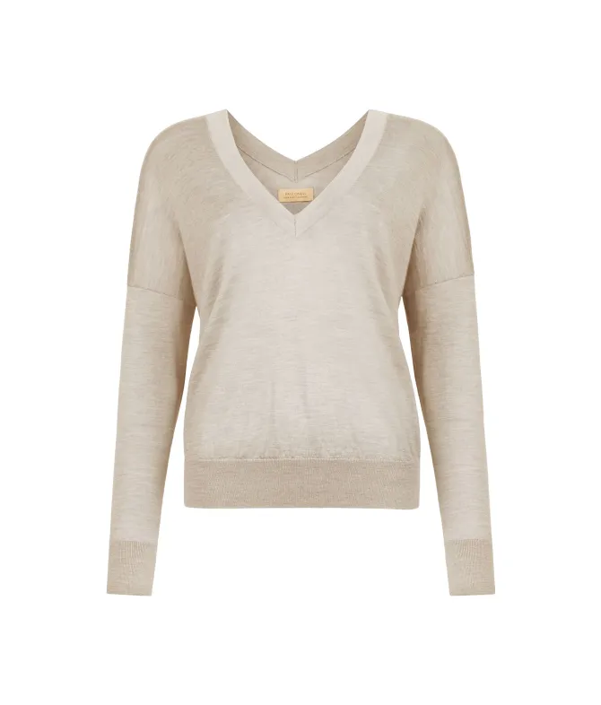 Maglia con doppio scollo a V in Cashmere Ultrafine