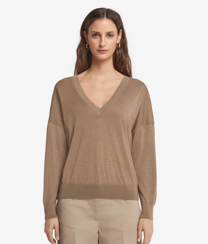 Maglia con doppio scollo a V in Cashmere Ultrafine