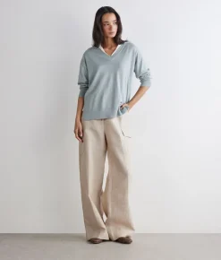 Maglia con scollo a V e spacchi in Cashmere Ultrafine