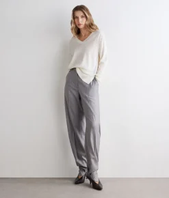 Maglia con scollo a V e spacchi in Cashmere Ultrafine