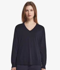 Maglia con scollo a V e spacchi in Cashmere Ultrafine