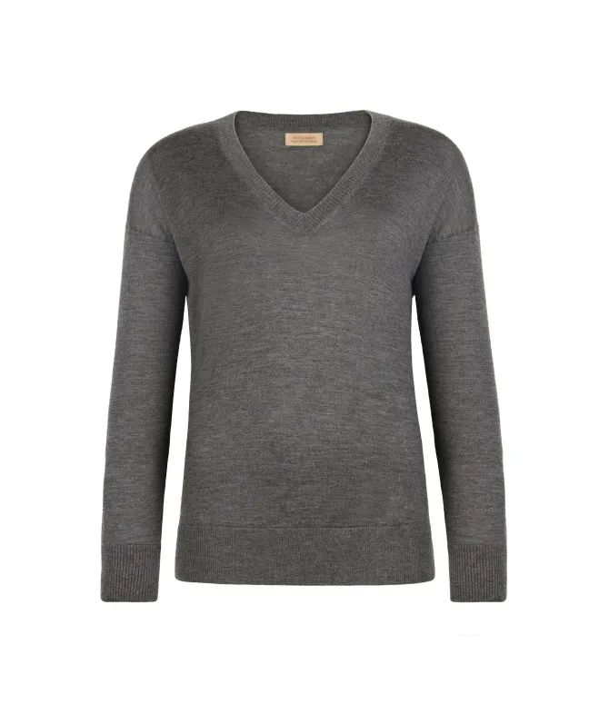 Maglia con scollo a V e spacchi in Cashmere Ultrafine