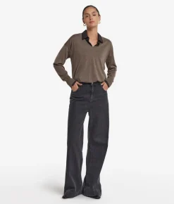 Maglia con scollo a V e spacchi in Cashmere Ultrafine