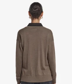 Maglia con scollo a V e spacchi in Cashmere Ultrafine