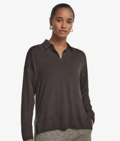 Maglia con scollo a V e spacchi in Cashmere Ultrafine