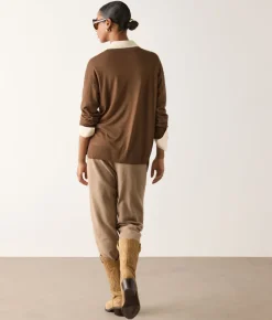Maglia con scollo a V e spacchi in Cashmere Ultrafine