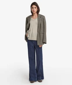 Maglia con scollo a V e spacchi in Cashmere Ultrafine
