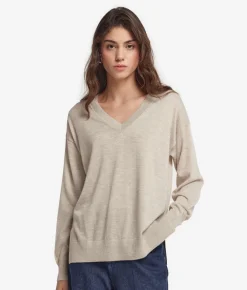 Maglia con scollo a V e spacchi in Cashmere Ultrafine