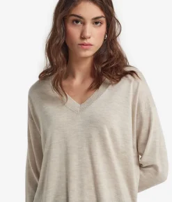 Maglia con scollo a V e spacchi in Cashmere Ultrafine