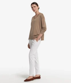 Maglia con scollo a V e spacchi in Cashmere Ultrafine