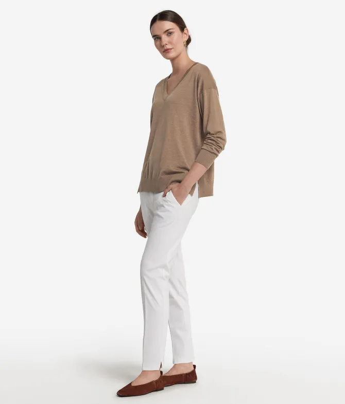 Maglia con scollo a V e spacchi in Cashmere Ultrafine
