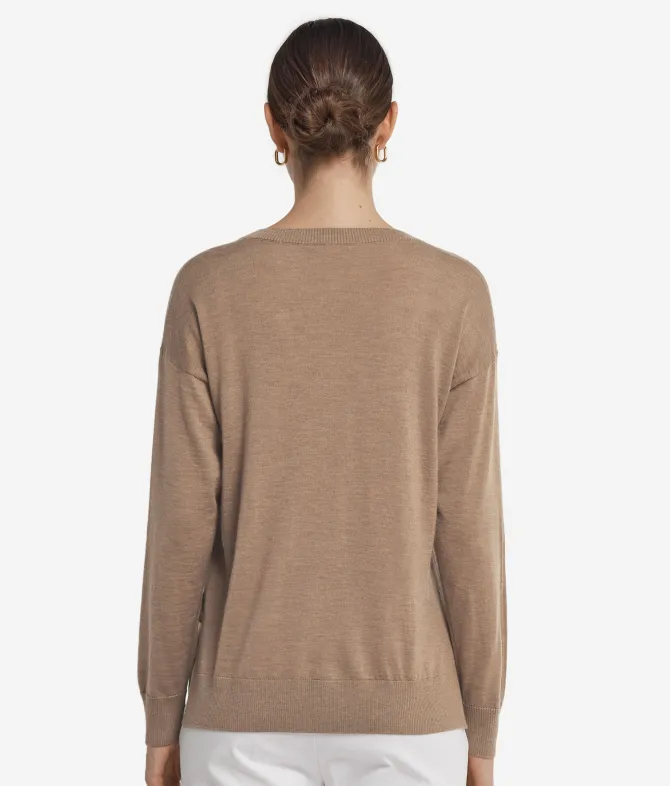Maglia con scollo a V e spacchi in Cashmere Ultrafine